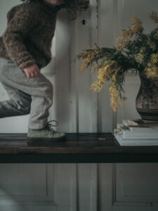 kids photography, kids photography ideas at home, boy in petit nord shoes next to flowers