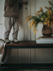 kids photography, kids photography ideas at home, boy in petit nord shoes next to flowers